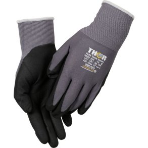Nitrilhandske, fingerdyppet, THOR Flex, 9, sort, nitril/polyester, Spandex overh�nd