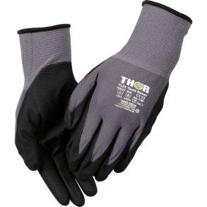 Nitrilhandske, fingerdyppet, THOR Flex, 11, sort, nitril/polyester, Spandex overh�nd
