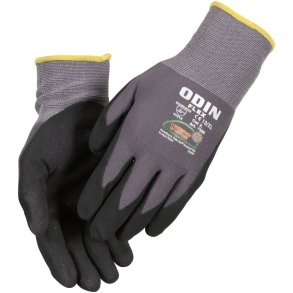Nitrilhandske, fingerdyppet, ODIN Flex, 9, gr�, nitril/polyester, lycra overh�nd