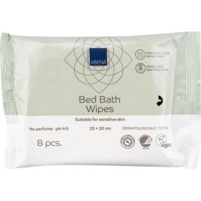 Sengebadsserviet, ABENA, 20x23cm, uden farve og parfume, 8 stk., vask uden vand, engangs