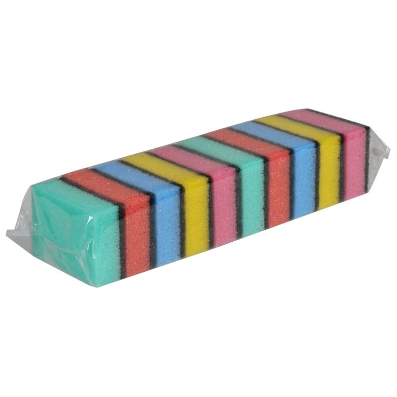Skuresvamp, 9,1x6x2,9cm, flerfarvet, nylon/polyester/polyether, grov skureeffekt
