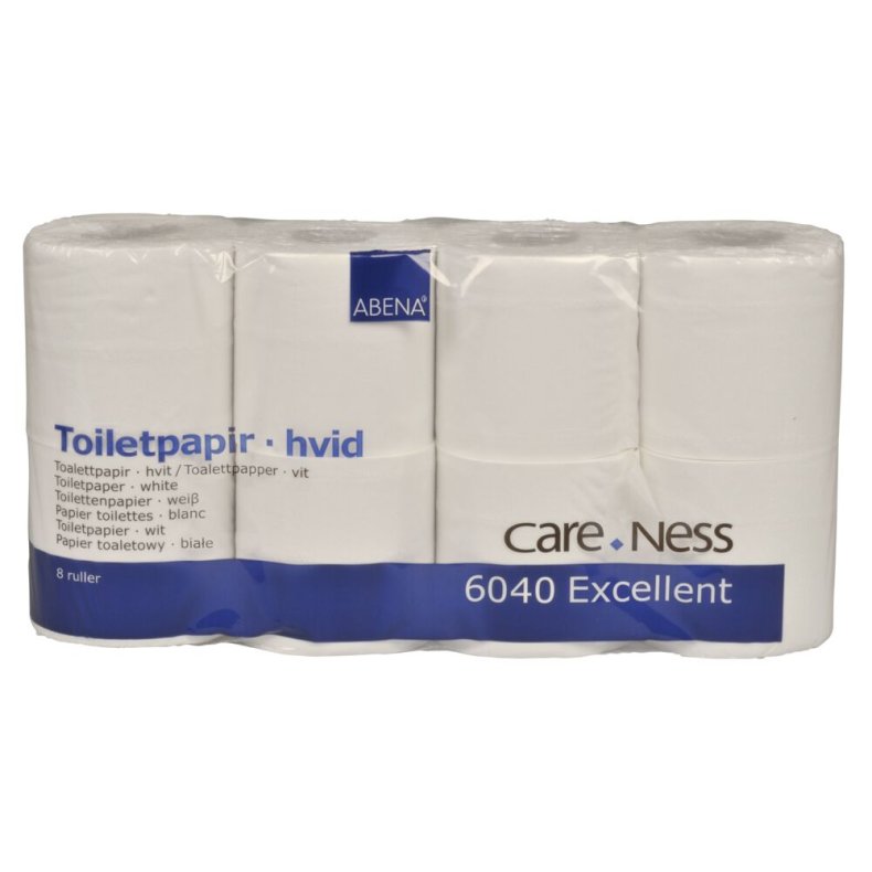Toiletpapir, ABENA Care-Ness Excellent, 2-lags, 33,75m x 9,8cm, �10cm, hvid, nyfiber