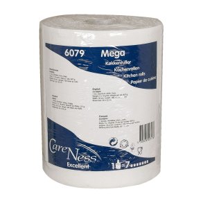 K�kkenrulle, ABENA Care-Ness Excellent, 2-lags, 100m x 22cm, �17,5cm, hvid, nyfiber