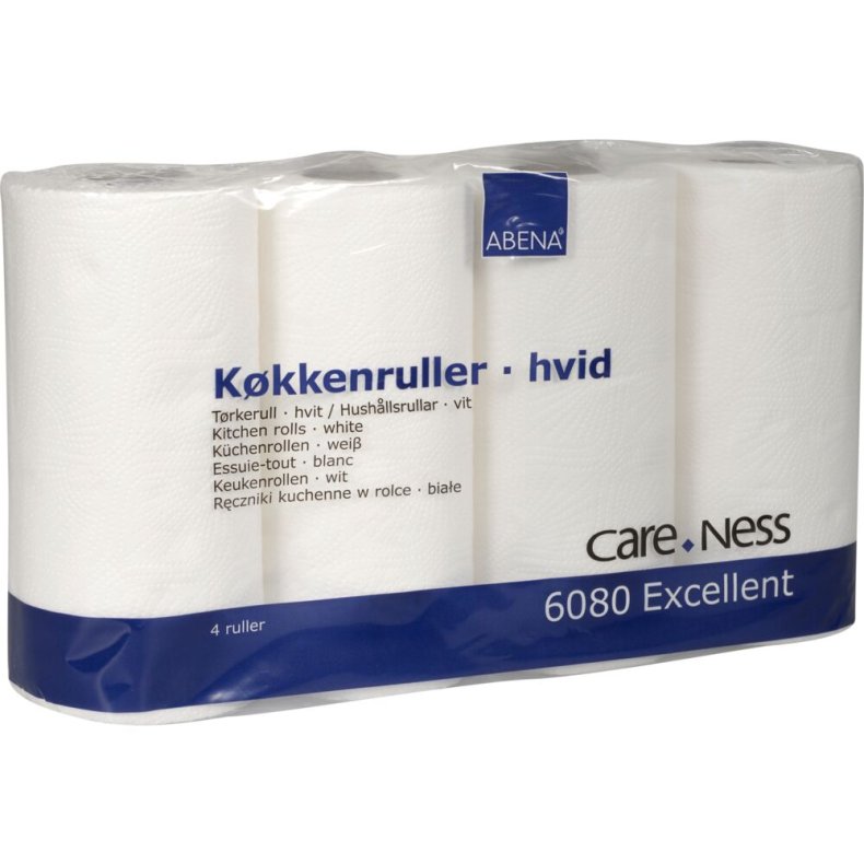 K�kkenrulle, ABENA Care-Ness Excellent, 2-lags, 17,8m x 22,5cm, �11cm, hvid, nyfiber
