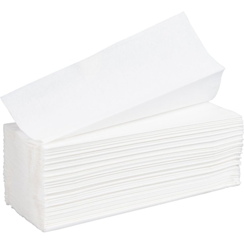 H�ndkl�deark, ABENA Care-Ness Excellent, 2-lags, W-fold, 34x22cm, 8,5 cm, hvid, nyfiber