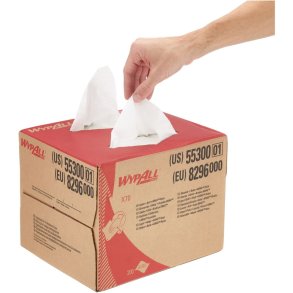 Industriaft�rring, Kimberly-Clark Wypall X70, 1-lags, 42,6x28,2cm, hvid, papir/polyester