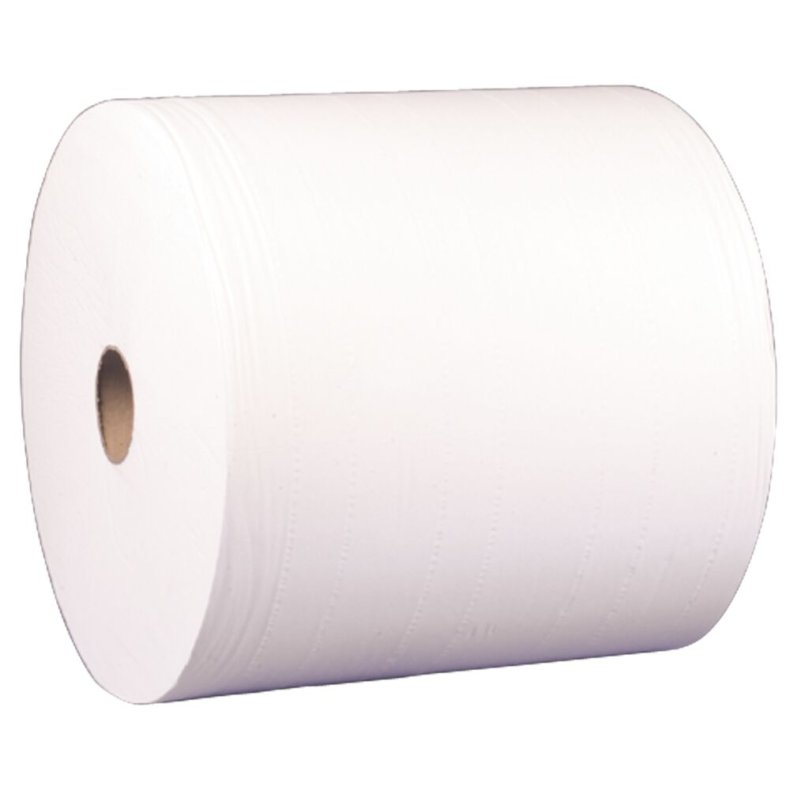 V�rkstedsrulle, ABENA Care-Ness Excellent, 2-lags, 380m x 26,5cm, �33cm, hvid, nyfiber