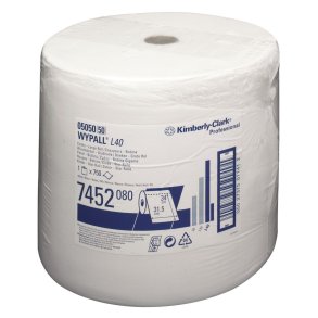 Industriaft�rring, Kimberly-Clark Wypall L40, 1-lags, 259m x 31,5cm, �40cm, hvid, nonwoven *Denne vare tages ikke retur*