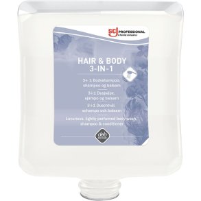 H�r og bodyshampoo, SCJ Professional, 2000 ml, 3in1 hair & body, uden farve, med parfume