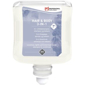 H�r og bodyshampoo, SCJ Professional, 1000 ml, 3in1 hair & body, uden farve, med parfume