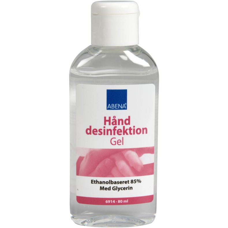 H�nddesinfektionsgel, ABENA, 80 ml, 85% alkohol, med glycerin, flaske med klapl�g