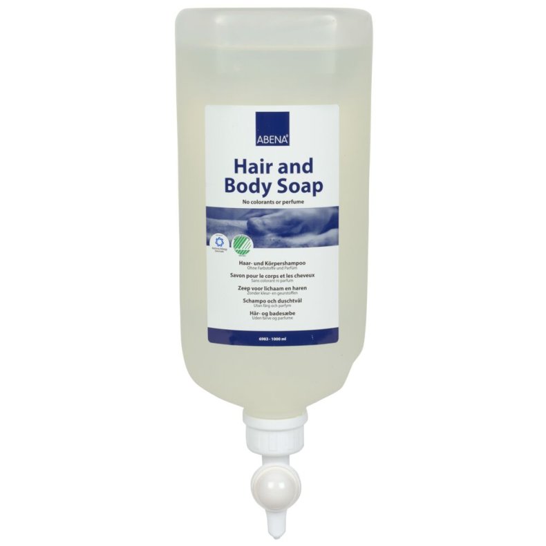 H�r- og Bodyshampoo, ABENA, 1000 ml, uden farve og parfume