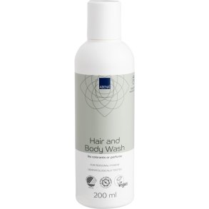 H�r og bodyshampoo, ABENA, 200 ml, til vask uden vand, uden farve og parfume
