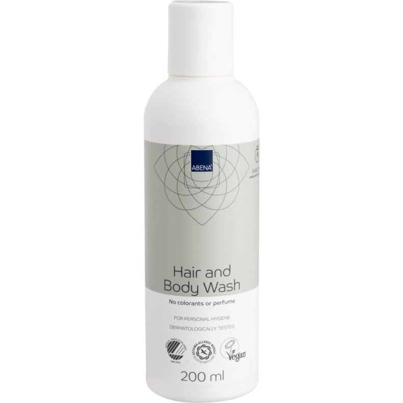 H�r og bodyshampoo, ABENA, 200 ml, til vask uden vand, uden farve og parfume
