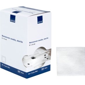 Nonwoven kompres, ABENA, 4-lags, 5x5cm, hvid, 5 stk./pouch, latexfri, steril *Denne vare tages ikke retur*