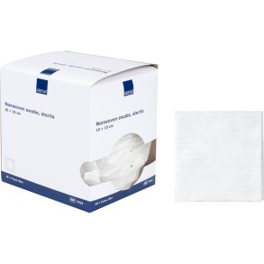Kompres, nonwoven, ABENA, 4-lags, 10x10cm, hvid, 5 stk./pouch, latexfri, steril *Denne vare tages ikke retur*