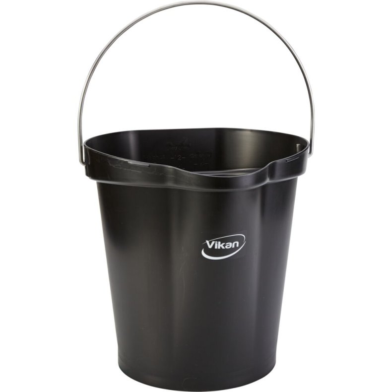 Spand til f�devarer, Vikan, 31,8x32,5cm, 12 l, sort, PP/rustfrit st�l, med h�ldetud *Denne vare tages ikke retur*