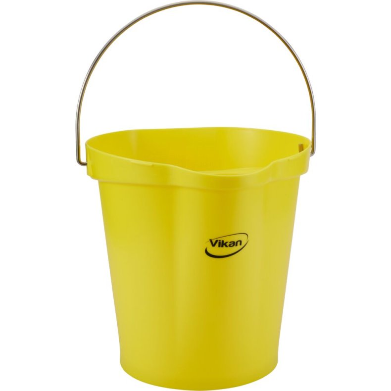 Spand til f�devarer, Vikan, 31,8x32,5cm, 12 l, gul, PP/rustfrit st�l, med h�ldetud *Denne vare tages ikke retur*