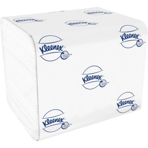 Toiletpapir, Kimberly-Clark Kleenex, 2-lags, 18,6x11cm, hvid, genanvendt papir, i ark