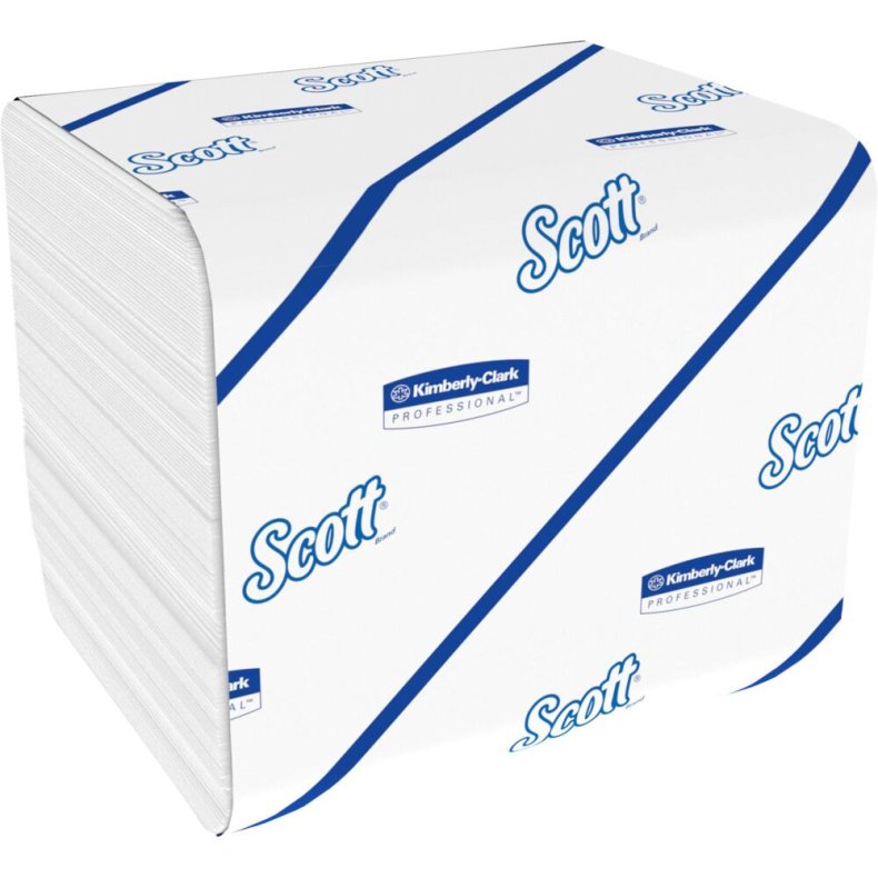 Toiletpapir, 2-lags, 18,6x11cm, hvid, genanvendt papir, i ark