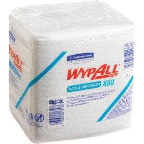 Industriaft�rring, Kimberly-Clark WyPall X60, 1-lags, 30,5x31,8cm, hvid, nonwoven