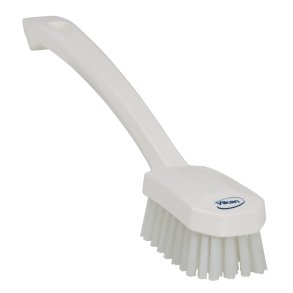 H�ndb�rste, Vikan, 26x4x7cm, hvid, polyester/PP/rustfrit st�l, medium