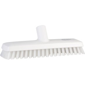 Gulvskrubbe med vandgenneml�b, Vikan, 27x7,5x9,5cm, hvid, polyester/PP/rustfrit st�l, 27 cm, meget stiv