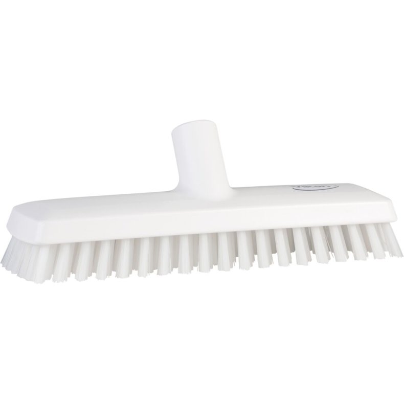 Gulvskrubbe med vandgenneml�b, Vikan, 27x7,5x9,5cm, hvid, polyester/PP/rustfrit st�l, 27 cm, meget stiv