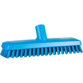 Gulvskrubbe med vandgenneml�b, Vikan, 27x7,5x9,5cm, bl�, polyester/PP/rustfrit st�l, meget stiv