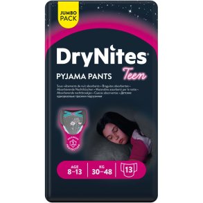 B�rneble, bukseble, DryNites Pyjama Pants, 8-13 �r, med print, pige, 30-48 kg