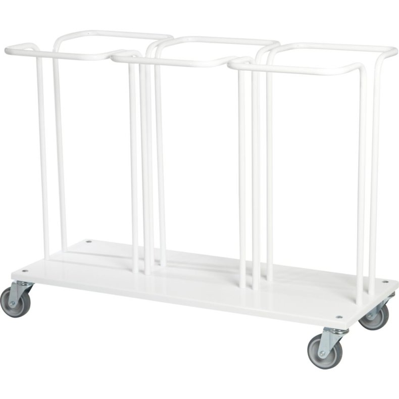 Affaldsstativ, Tina Trolleys, hvid, pulverlakeret st�l, 3x110 l *Denne vare tages ikke retur*