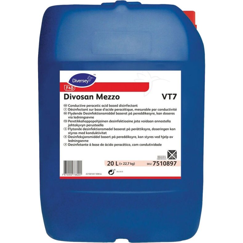 Desinfektion, Diversey Divosan Mezzo VT7, 20 l, til CIP, flydende