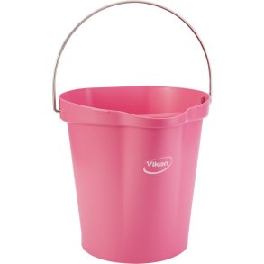 Spand, til f�devarer, Vikan, 31,8x32,5cm, 12 l, pink, PP/rustfrit st�l, med h�ldetud *Denne vare tages ikke retur*