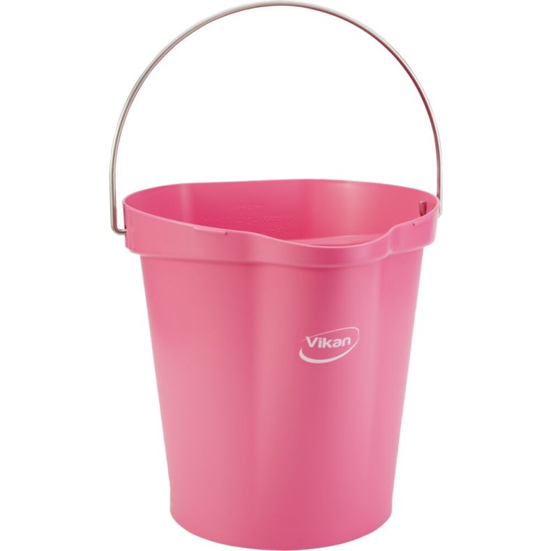 Spand, til f�devarer, Vikan, 31,8x32,5cm, 12 l, pink, PP/rustfrit st�l, med h�ldetud *Denne vare tages ikke retur*