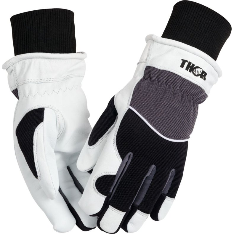 Gedeskindshandske, THOR Vinter Spandex RIB, 10, hvid, vinterhandske